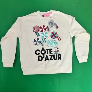 Peanuts Snoopy Women's Cote D'Azur Graphic Sweat Shirt-Colorful-Relaxed fit Sz M